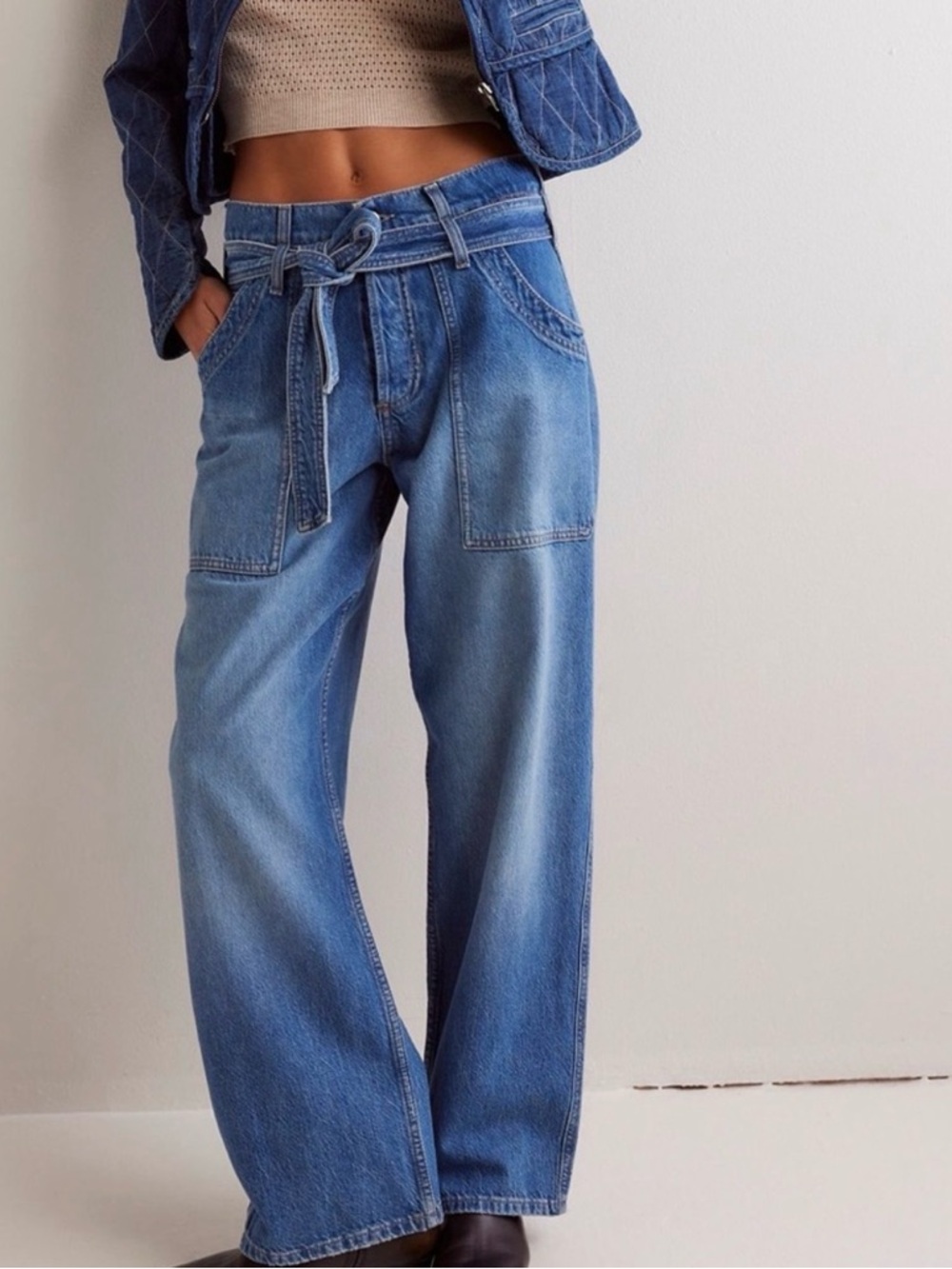 Free People We the‎ Free Blue Jay Belted Jeans in Code Word Size 28